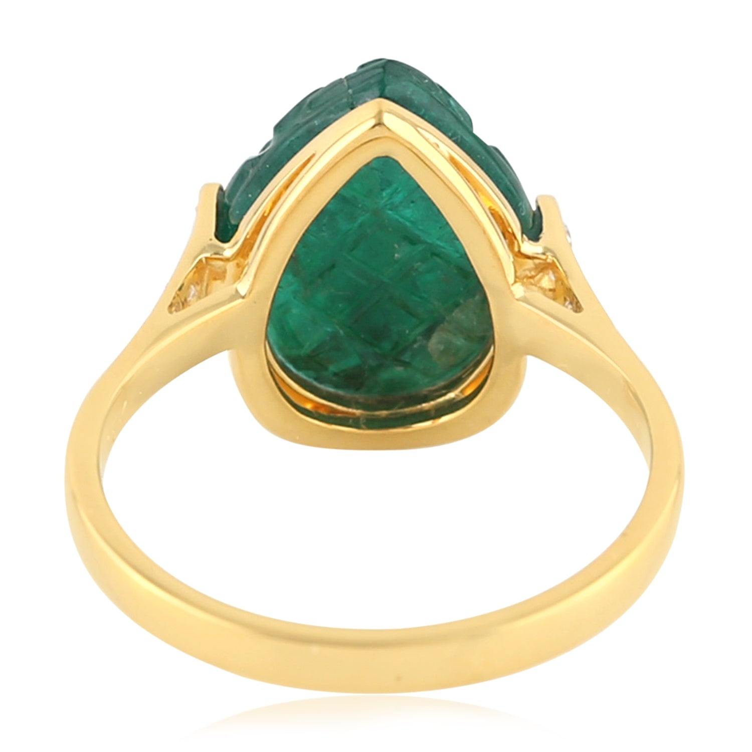 18K Yellow Gold Emerald and Diamond Designer Ring for Women - Elegant Handcrafted Jewelry for Weddings, Anniversaries, and Special Occasions