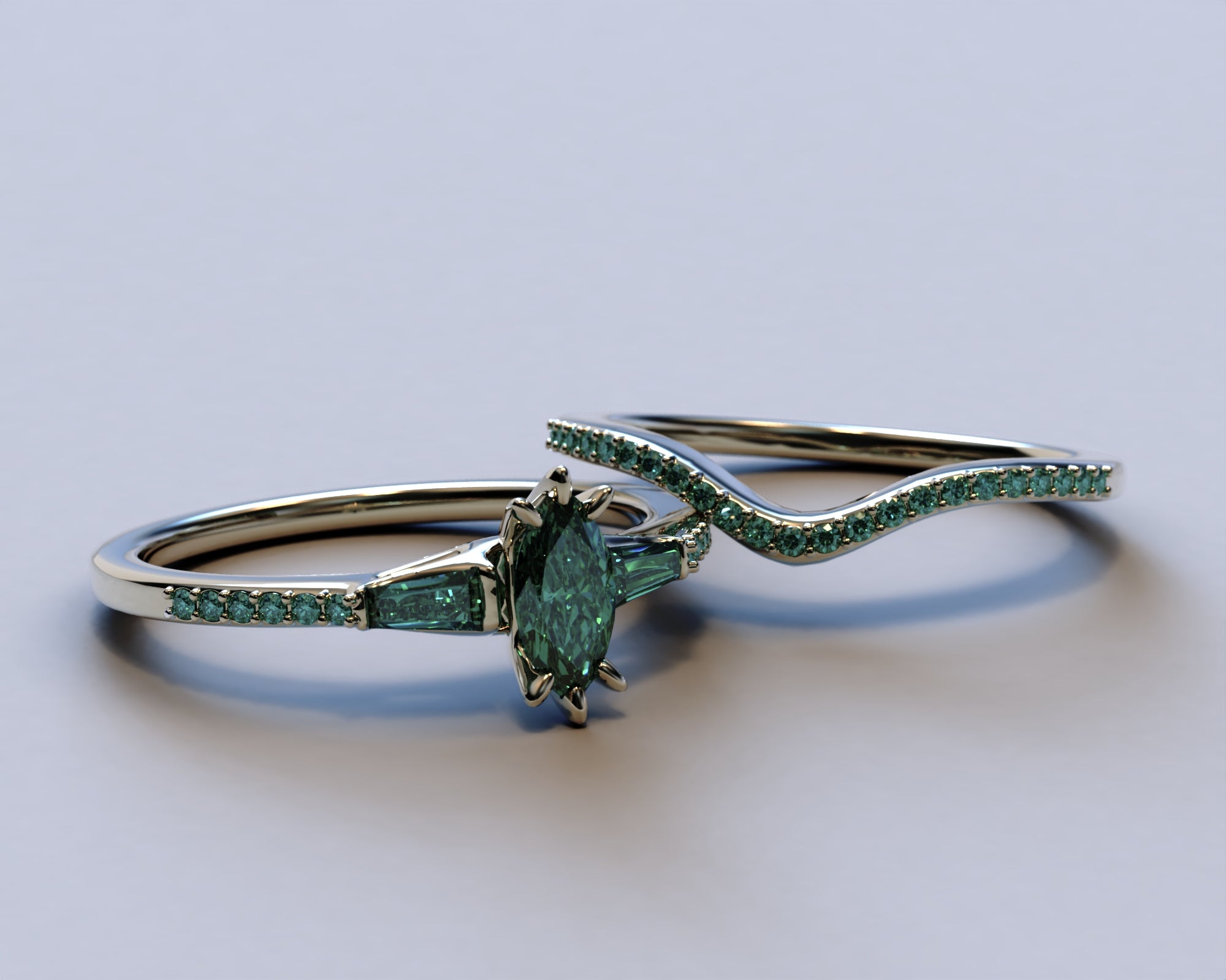 Emerald Marquise Cut Stacking Ring - Art Deco Style Vintage Jewelry for Women | Wedding, Anniversary, Party & Everyday Elegant Accessory