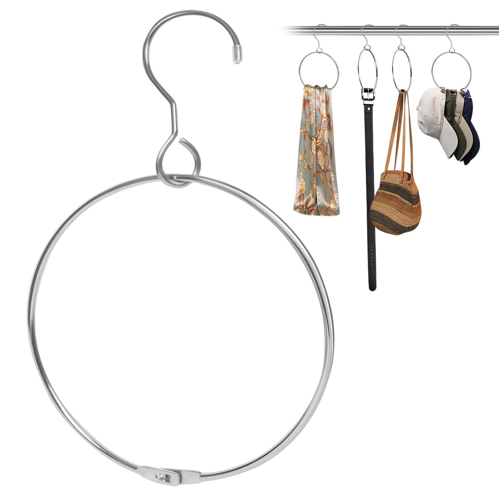 2 Pack Belt Organizer for Closet - Chrome Ring Hanger for Belts, Ties, Scarves & Accessories Storage | Space-Saving Closet Organizer for Men & Women | Perfect for Bedroom, Walk-in Closet & Dorm Room Organization