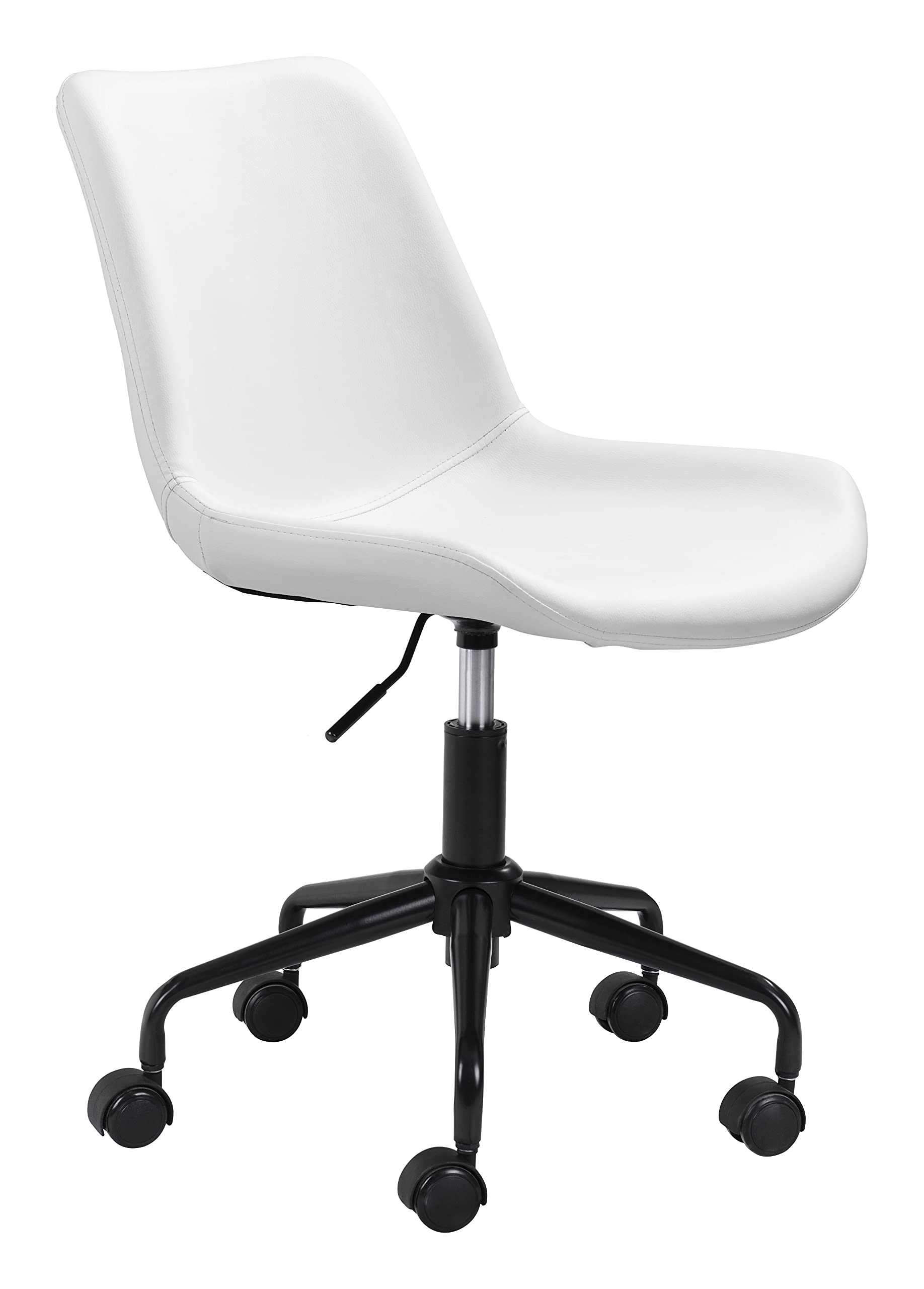 Zuo Byron Modern Office Chair - Ergonomic Desk Chair with Adjustable Height & Lumbar Support - White - Perfect for Home Office, Gaming & Workspace