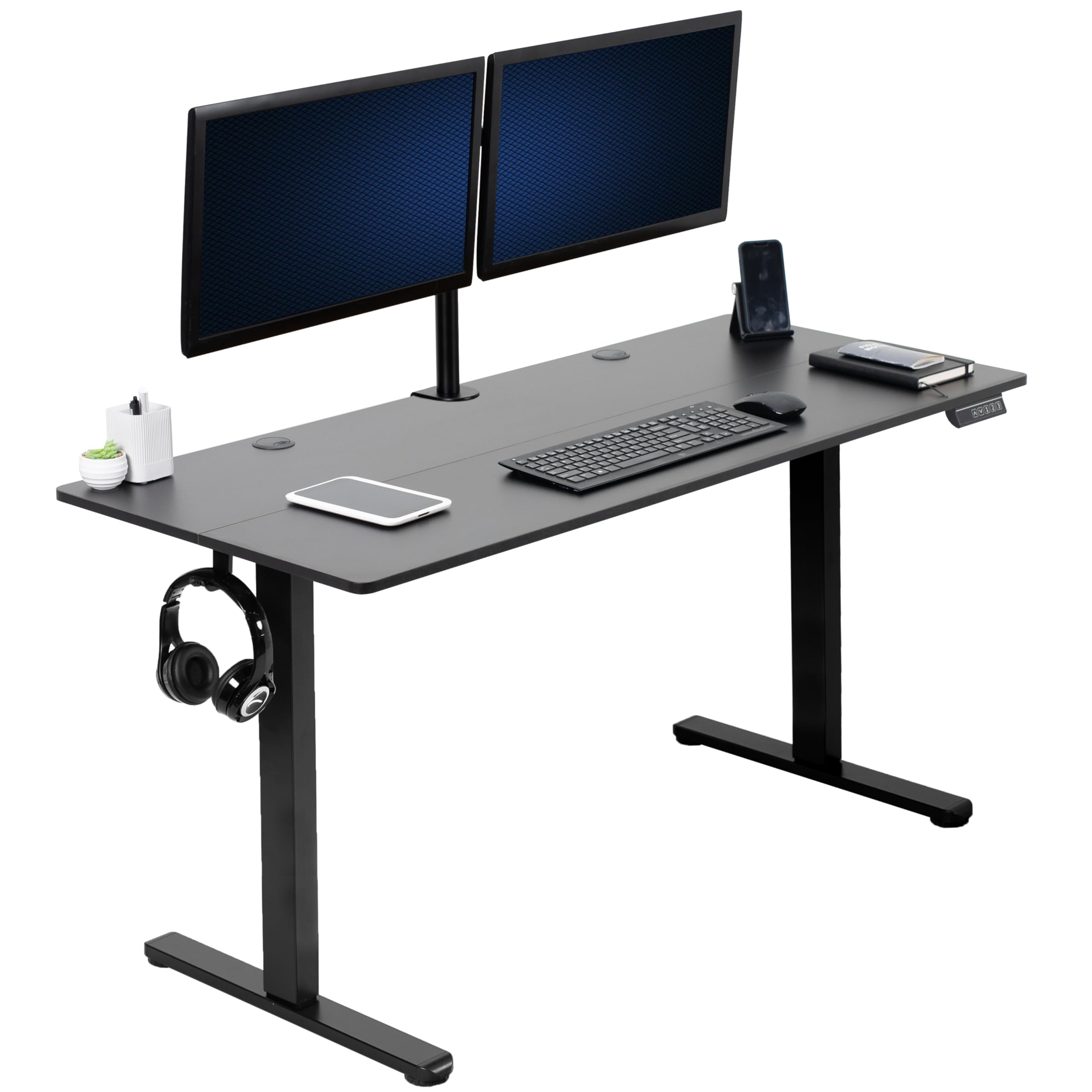 VIVO Electric Height Adjustable Standing Desk 55 x 24 Inches, Memory Controller, Black Top Black Frame (DESK-E155TB) - Perfect for Home Office, Gaming Setup & Workspace Ergonomics