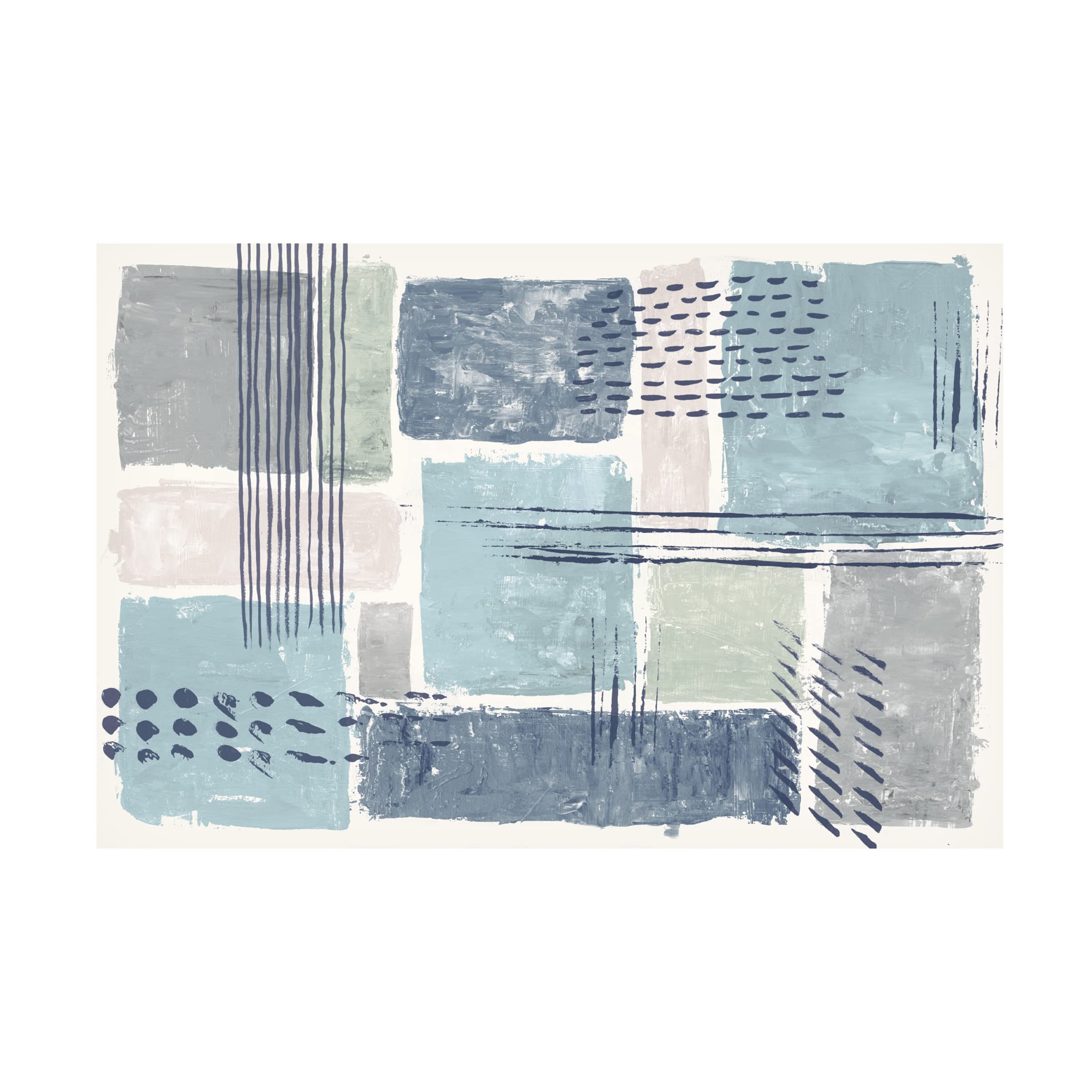 Sarah Adams 'Between The Lines I Cool' Modern Canvas Wall Art - Abstract Painting for Living Room, Bedroom & Office Decor