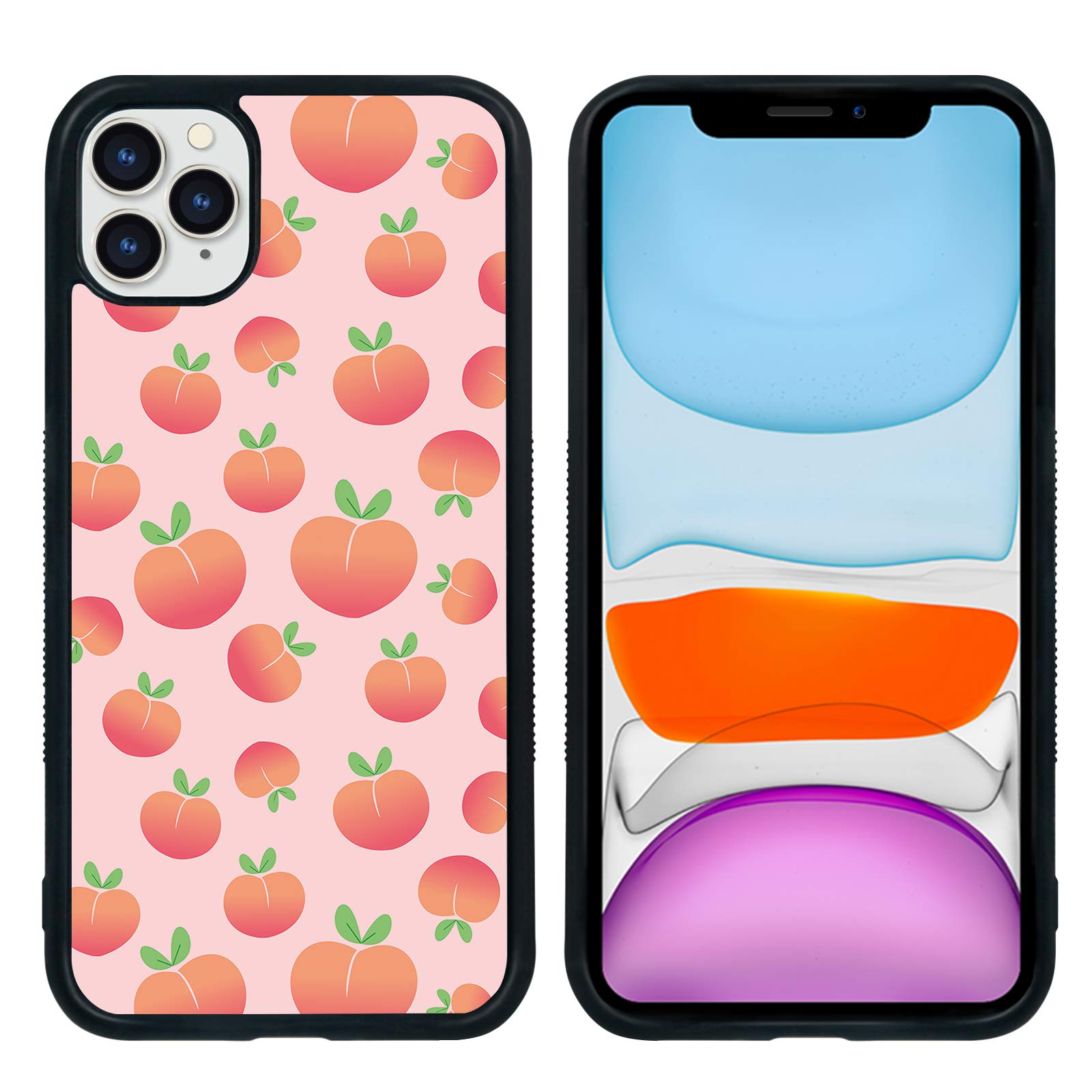 Shockproof Ombre Floral Phone Case for iPhone 11 Pro Max 6.1 Inch - Cute Pink Peaches Design Protective Cover for Women Girls Teens | Perfect for Everyday Use, School, Work & Travel