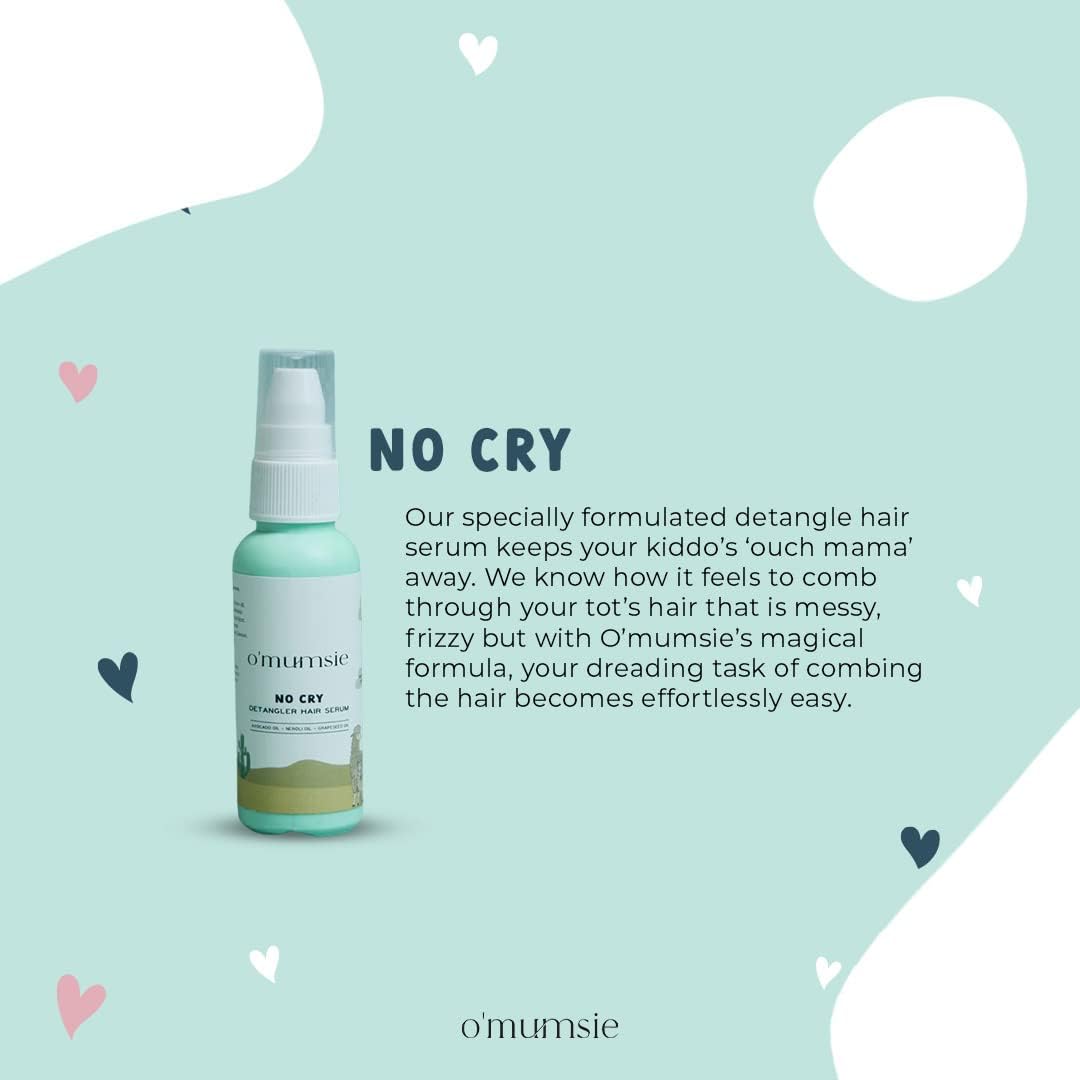 O'mumsie Kids Detangling Hair Serum for Curly & Frizzy Hair - Moisturizing Treatment with Neroli & Grapeseed Oil (50ml) | Gentle Formula for Soft, Smooth Hair | Perfect for Daily Hair Care & Styling