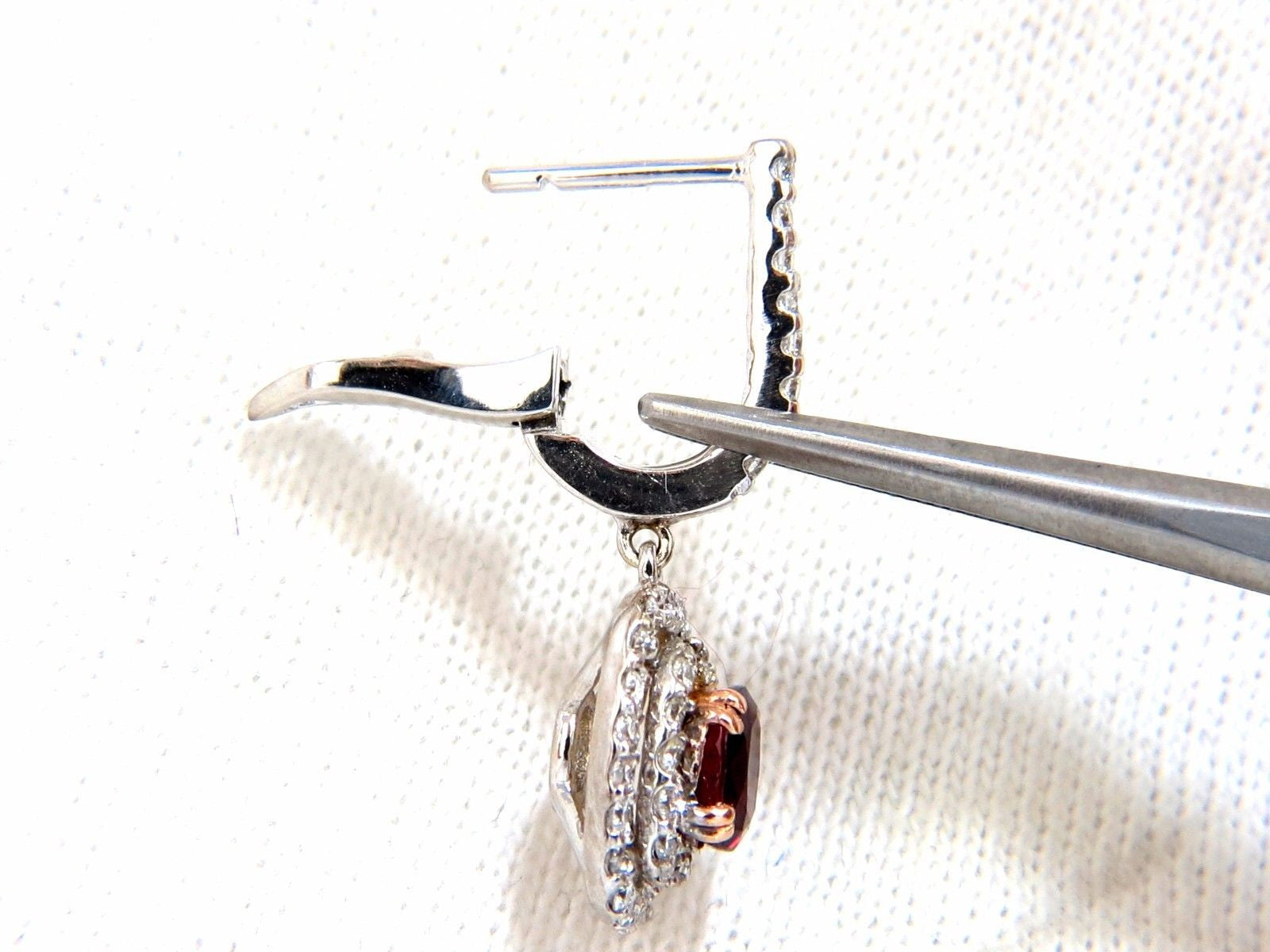 2.70ct Natural Deep Red Ruby Diamond Double Halo Dangle Earrings in 14K Gold - Elegant Jewelry for Weddings, Parties & Special Occasions