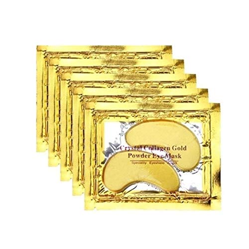 LANBENA 24K Gold Crystal Collagen Eye Mask - 10 Pieces (5 Packs) - Anti-Aging, Dark Circle Treatment & Deep Moisturizing - Perfect for Night Care, Spa Days & Travel Skincare Routine