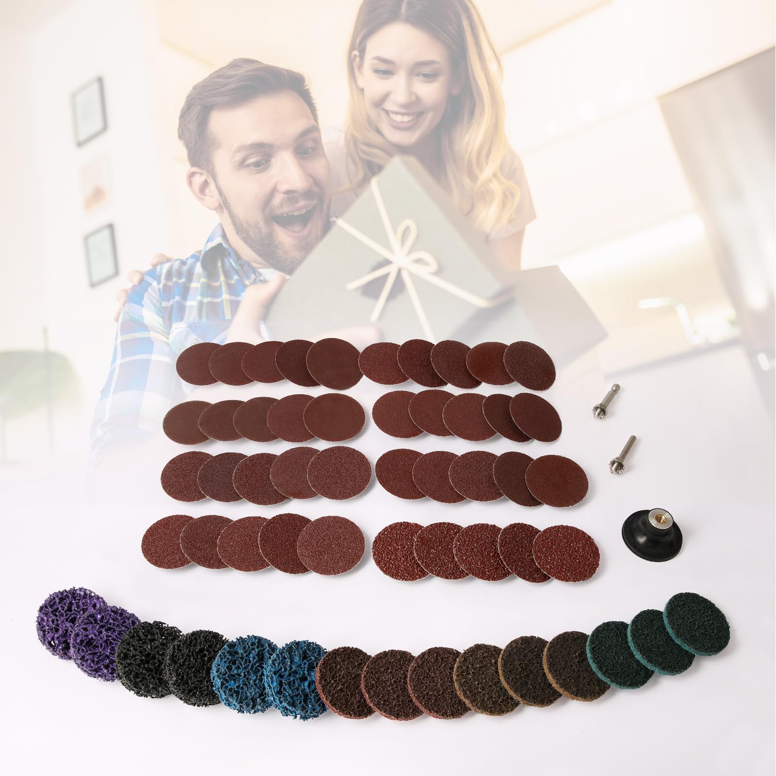 55Pcs 2 Inch Roll Lock Quick Change Sanding Discs Set with 1/4