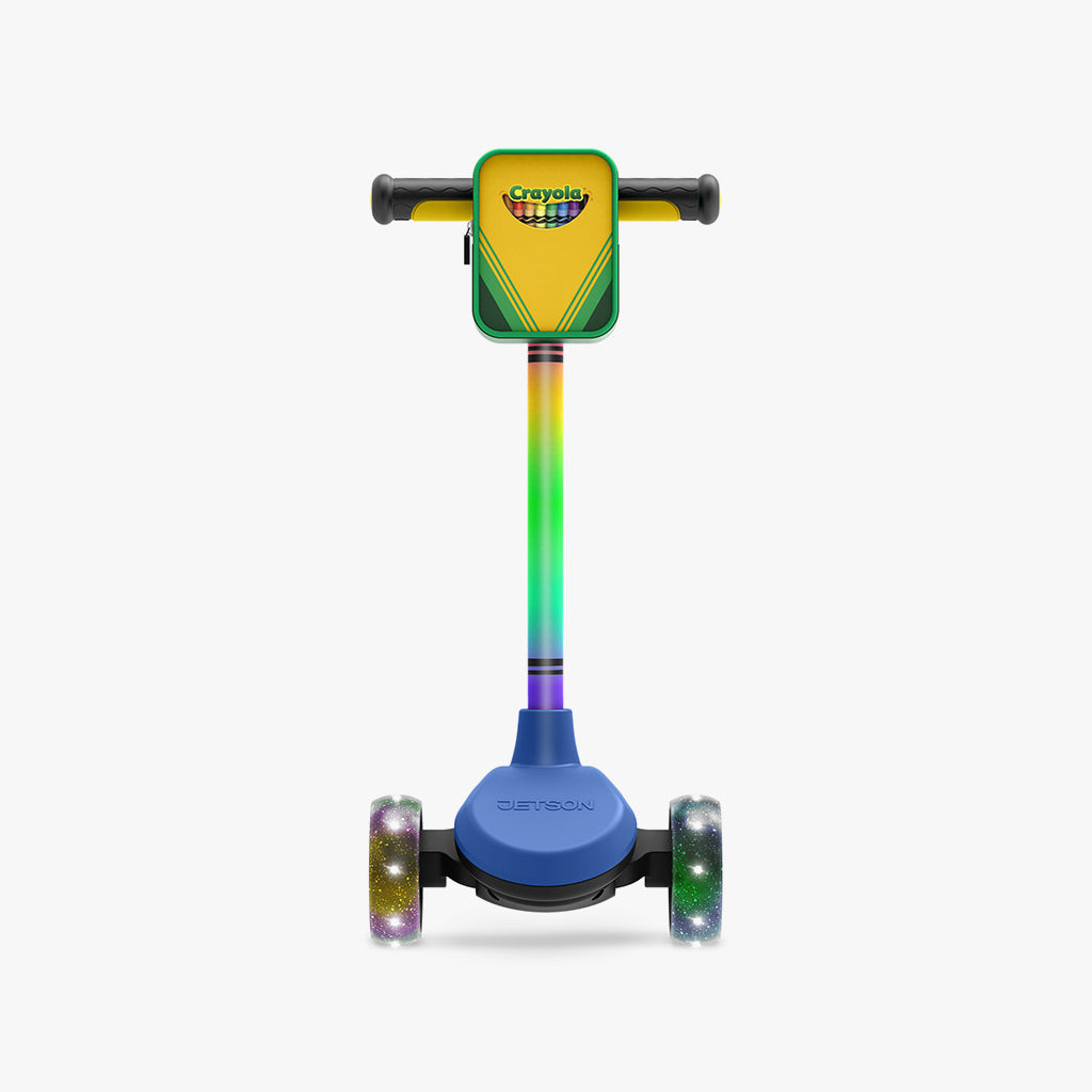 Crayola Customizable Kick Scooter for Kids - Adjustable Height 3 Wheel Scooter with LED Lights - Perfect for Outdoor Play, Commuting & Neighborhood Rides