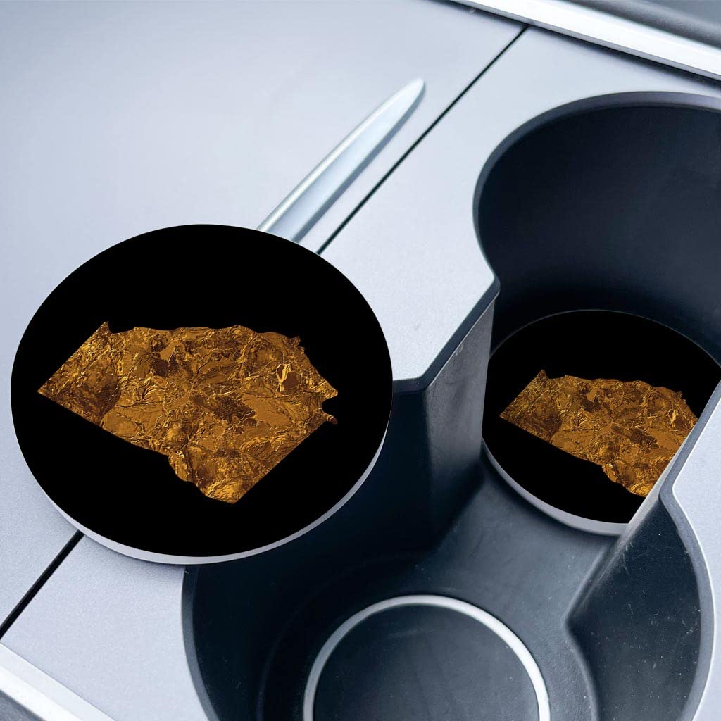 Joyride Home Décor 2-Pack Ceramic Car Coasters - 2.65 Inch Round Cup Holder Protectors for Vehicles | Modern Copper Georgia Design | Keep Your Car Clean & Stylish | Perfect Gift for Car Lovers & Coffee Enthusiasts