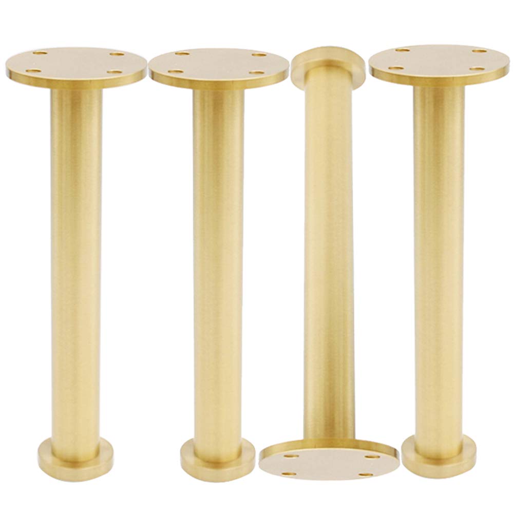 Modern Adjustable TV Cabinet Legs Set of 4 - Brass Straight Column Furniture Legs for Dining Table, Sofa, Cabinets & Coffee Table (4/5/6/8 Inch, Gold) - Perfect for Home Office & Living Room Furniture Upgrade
