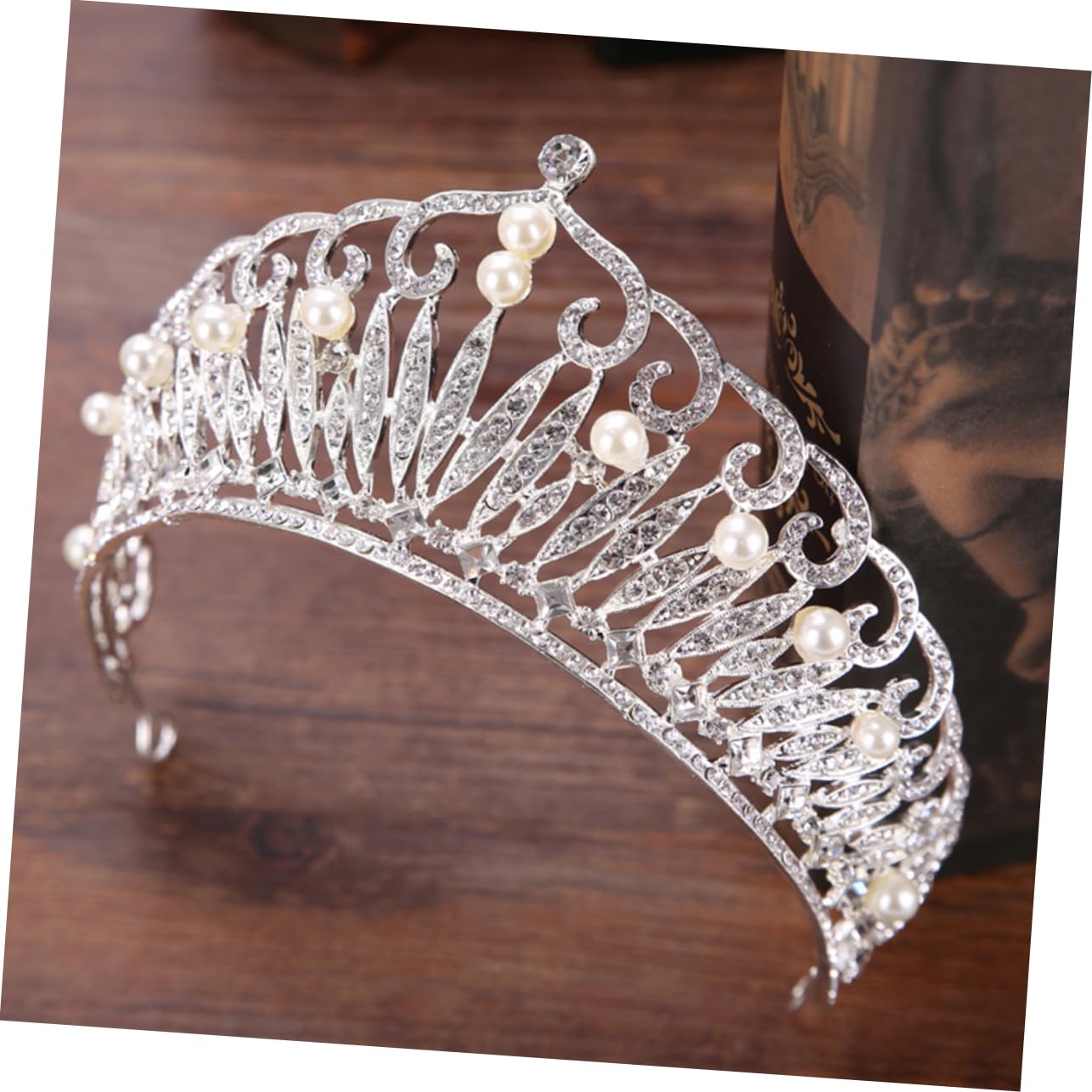 Minkissy Silver Pearl Rhinestone Tiara for Women - Elegant Bridal Wedding Headpiece with Pearls, Hair Accessories for Bride, Halloween & Special Occasions - Perfect for Weddings, Prom, Parties & Costume Events
