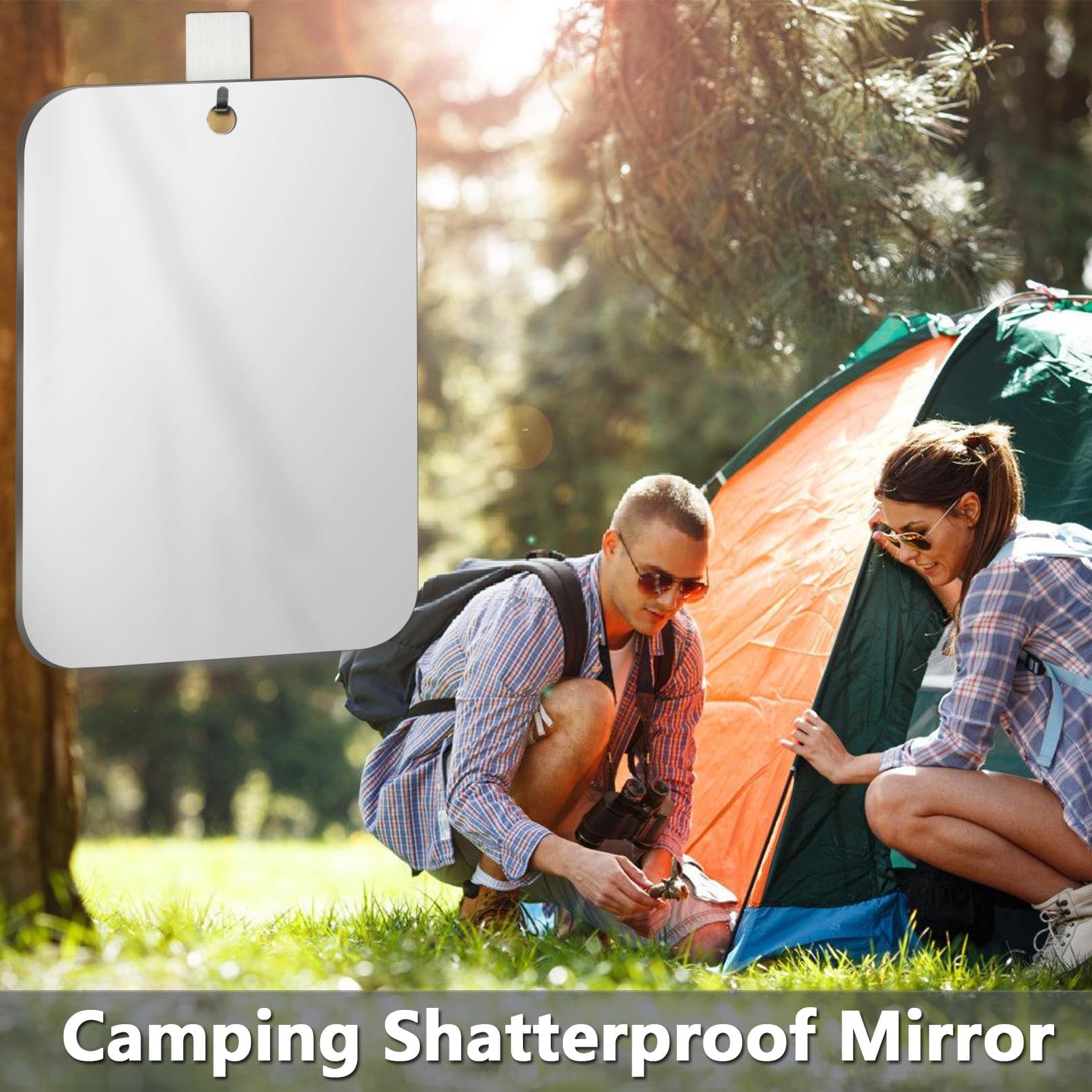 Unbreakable Shower Mirror for Shaving - Large 10.7x8 Inch Fogless Bathroom Mirror - Plastic Wall Mounted Mirror for Locker, Camping & Travel - Perfect for Shaving, Grooming & Makeup in Shower or Bathroom