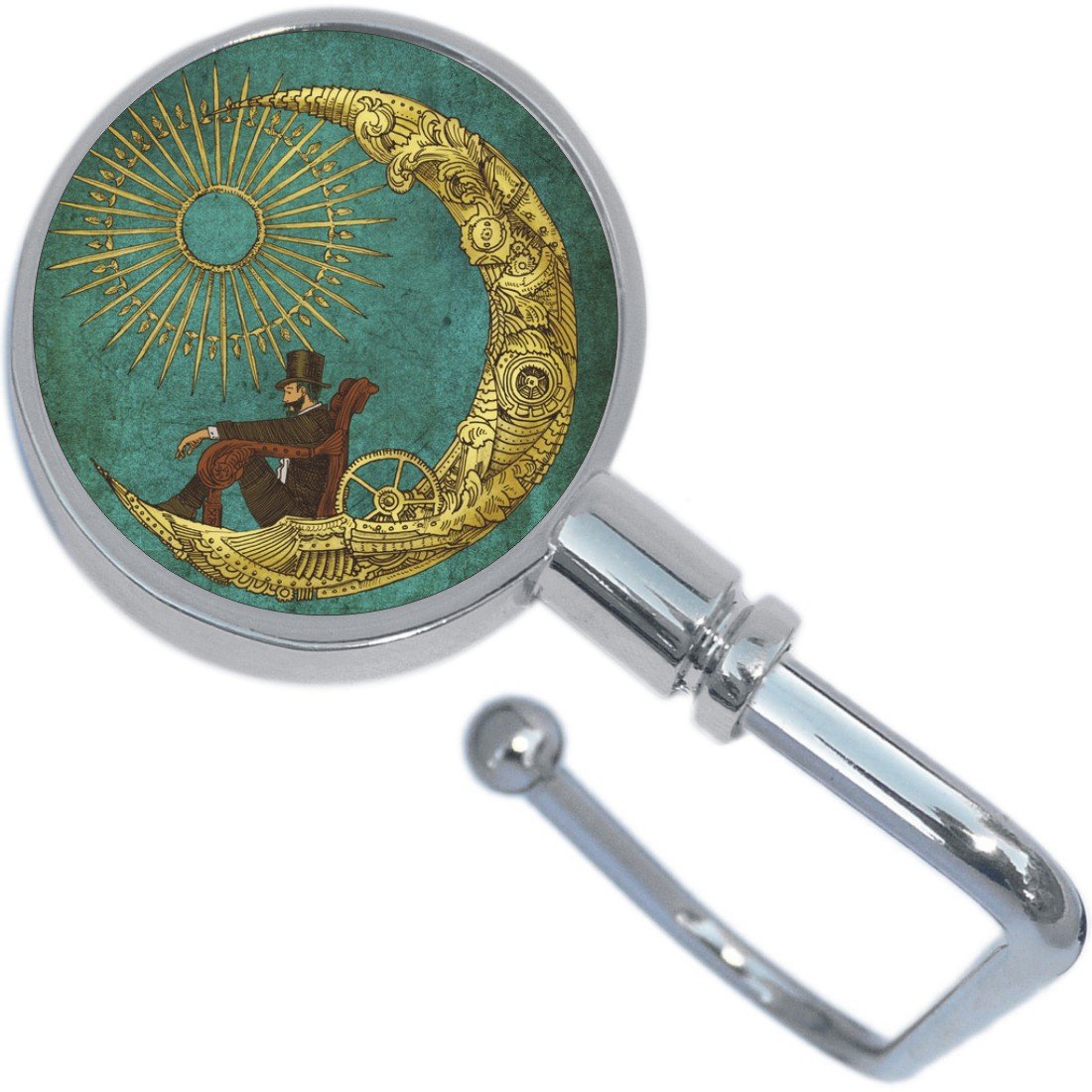 Steampunk Moon Man Purse Hanger - Vintage Gothic Handbag Hook for Women | Perfect for Bars, Concerts & Night Out Accessories