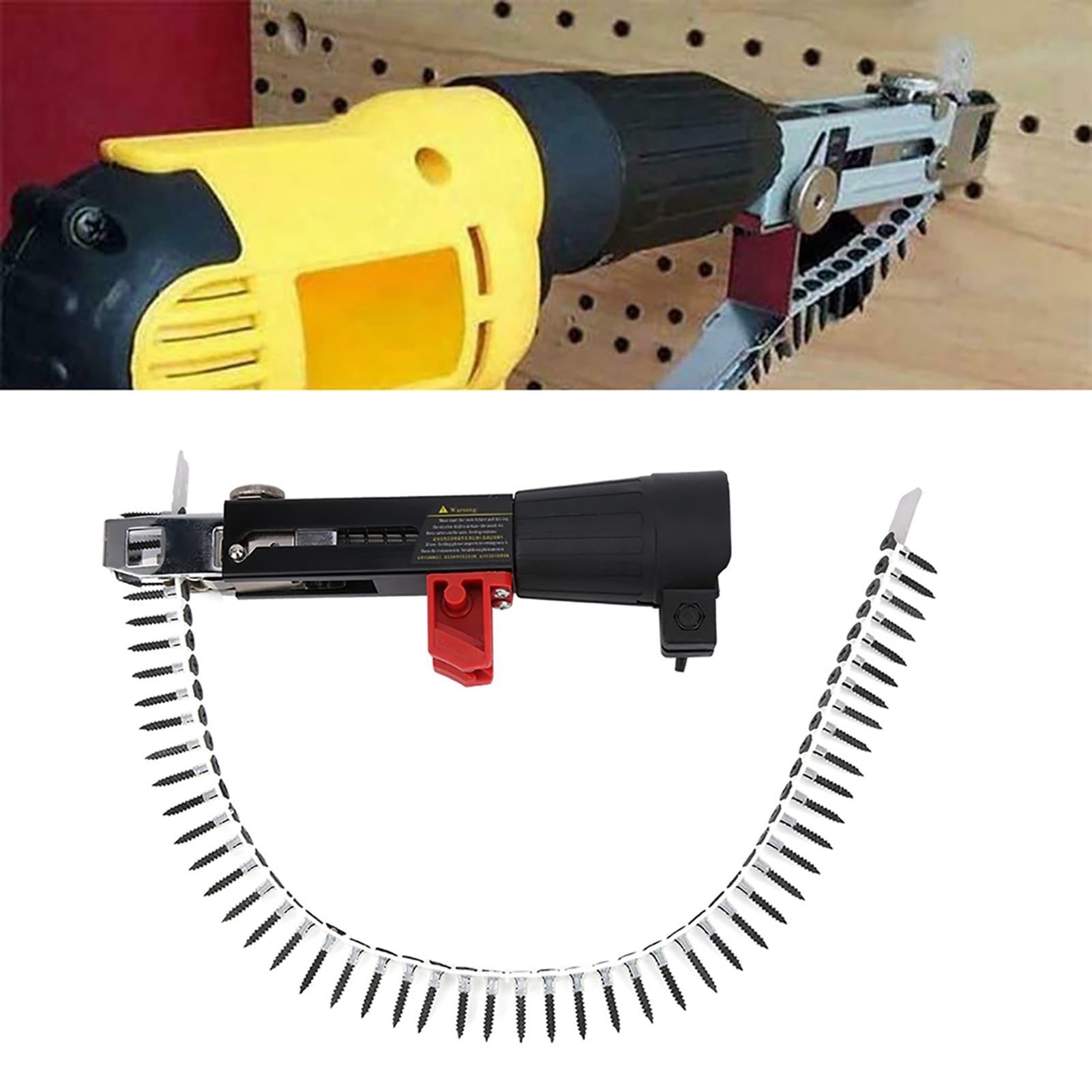Auto Feed Screw Gun - Collated Screwdriver for Drywall, Wood & Ceiling Installation | Electric Drill Attachment for Gypsum Board, Partition Walls & Wood Panels | Perfect for Construction, DIY Projects & Home Renovations
