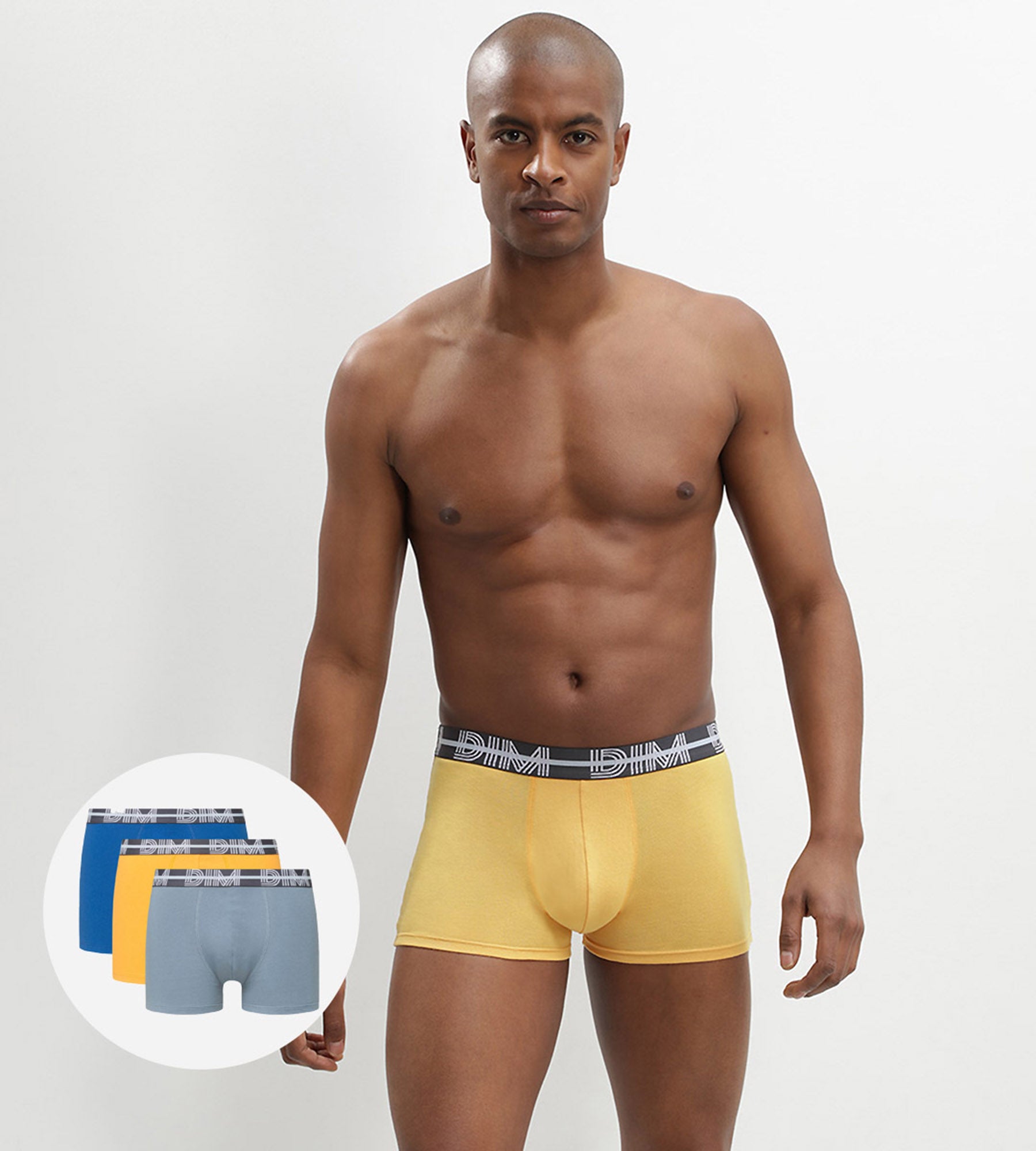 3 Pack Stretch Cotton Boxer Briefs with Graphic Waistband - Comfortable Men's Underwear for Everyday Wear, Gym & Travel - Blue