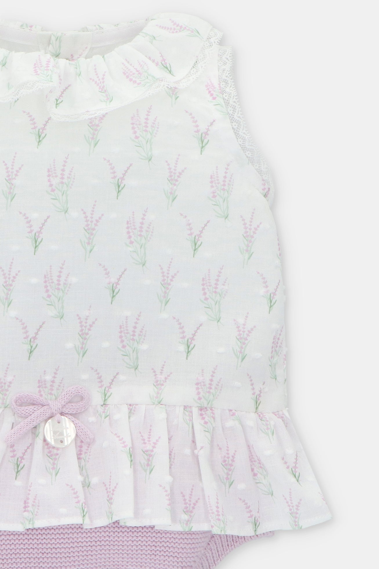 Magnolia Lavender Floral Knit Shortie Pajama Set - Soft Cotton Sleepwear for Women, Cozy Loungewear for Relaxing at Home or Vacation