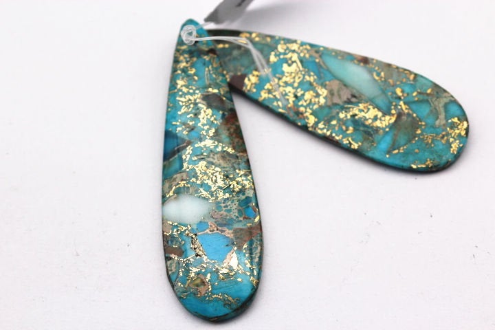 Blue Sea Sediment Jasper Teardrop Pendant Earrings 20x60mm - Natural Stone Dangle Earrings for Women - Boho Chic Jewelry Gift for Birthday, Wedding & Special Occasions