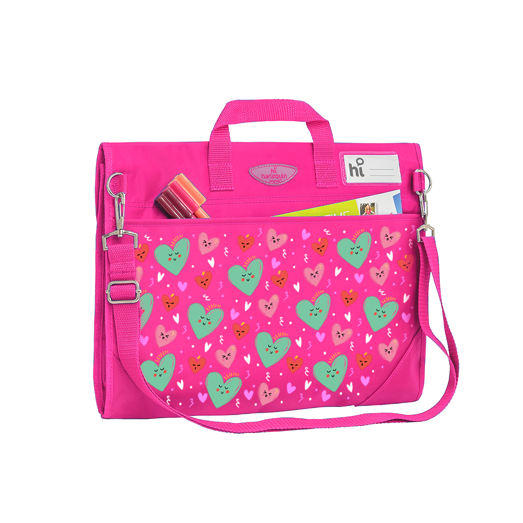 Sweet Hearts Safety Library Bags for Kids - Durable Book Bags with Reinforced Handles for School, Travel & Daily Use - Perfect for Carrying Books, Toys & Essentials