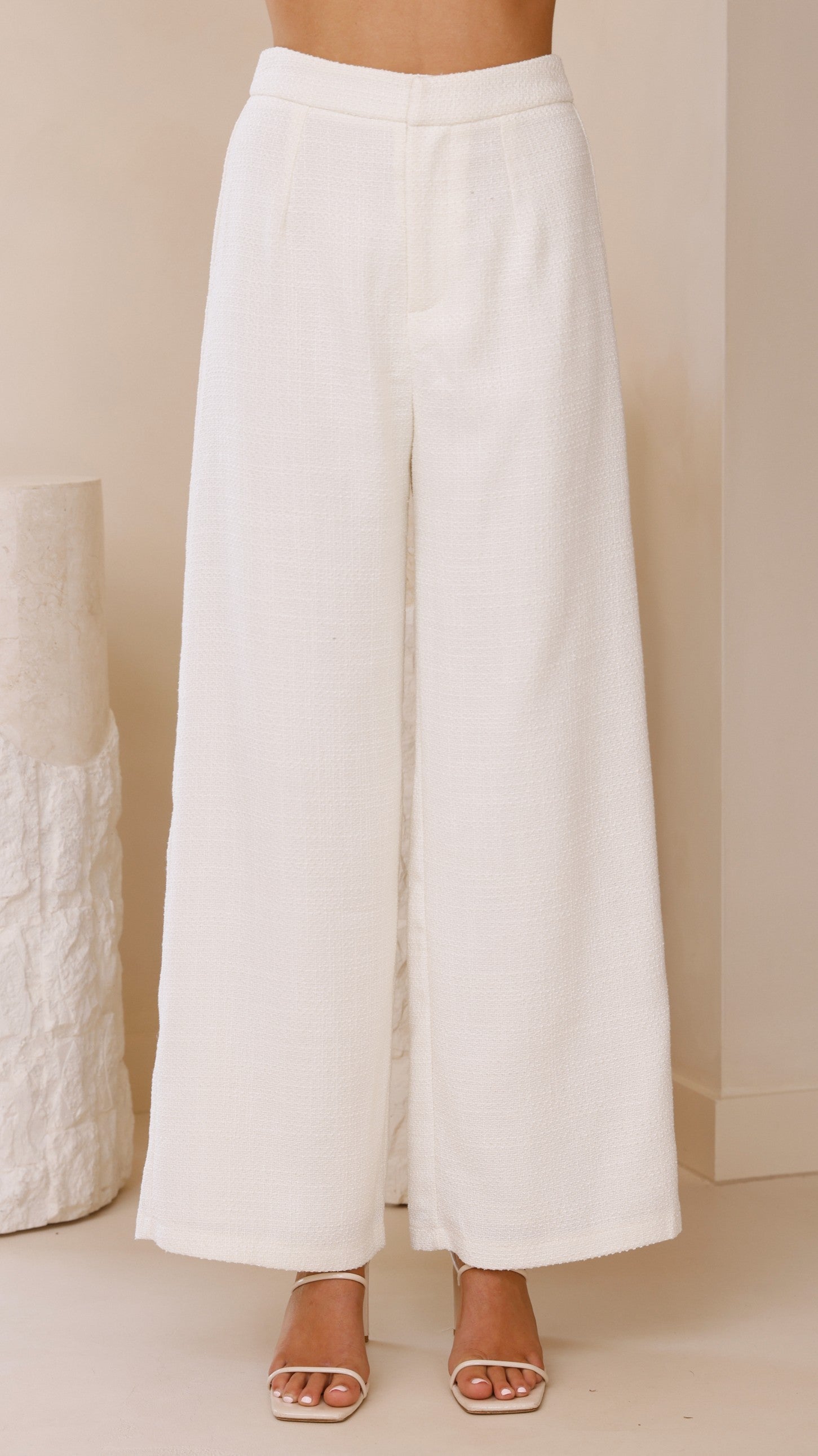 Karrina Women's Tweed Button Up Vest and Pants Set - White | Elegant Office Wear & Business Casual Outfit for Women