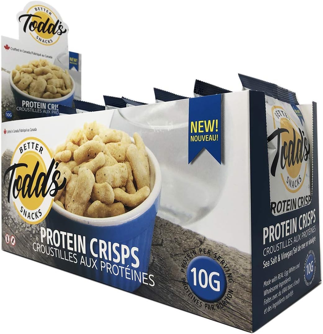 Todd's Better Snacks Sea Salt & Vinegar Protein Chips 33g (Pack of 10) - 330g | High Protein Low Carb Keto Snacks for Workout, Office & On-the-Go