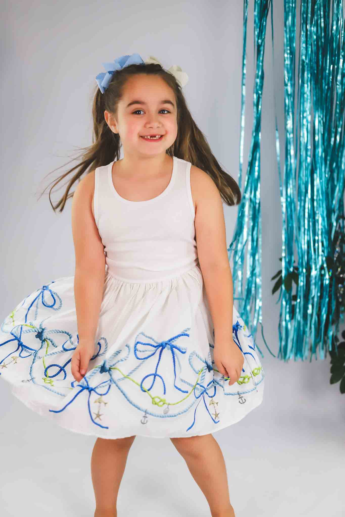 Nautical Border Cassandra Dress for Girls - Stylish Summer Outfit for Beach, Vacation & Casual Wear