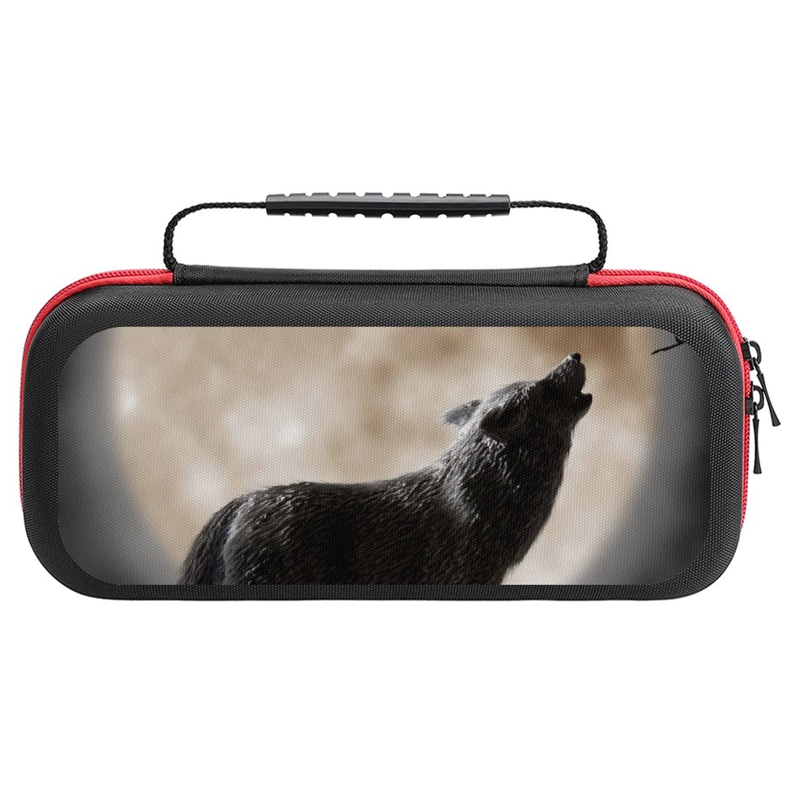 FunnyStar Wolf Howling at The Moon Carrying Case - Protective Shell Storage Bag Compatible with Nintendo Switch - Perfect for Travel, Commuting & Gaming On The Go