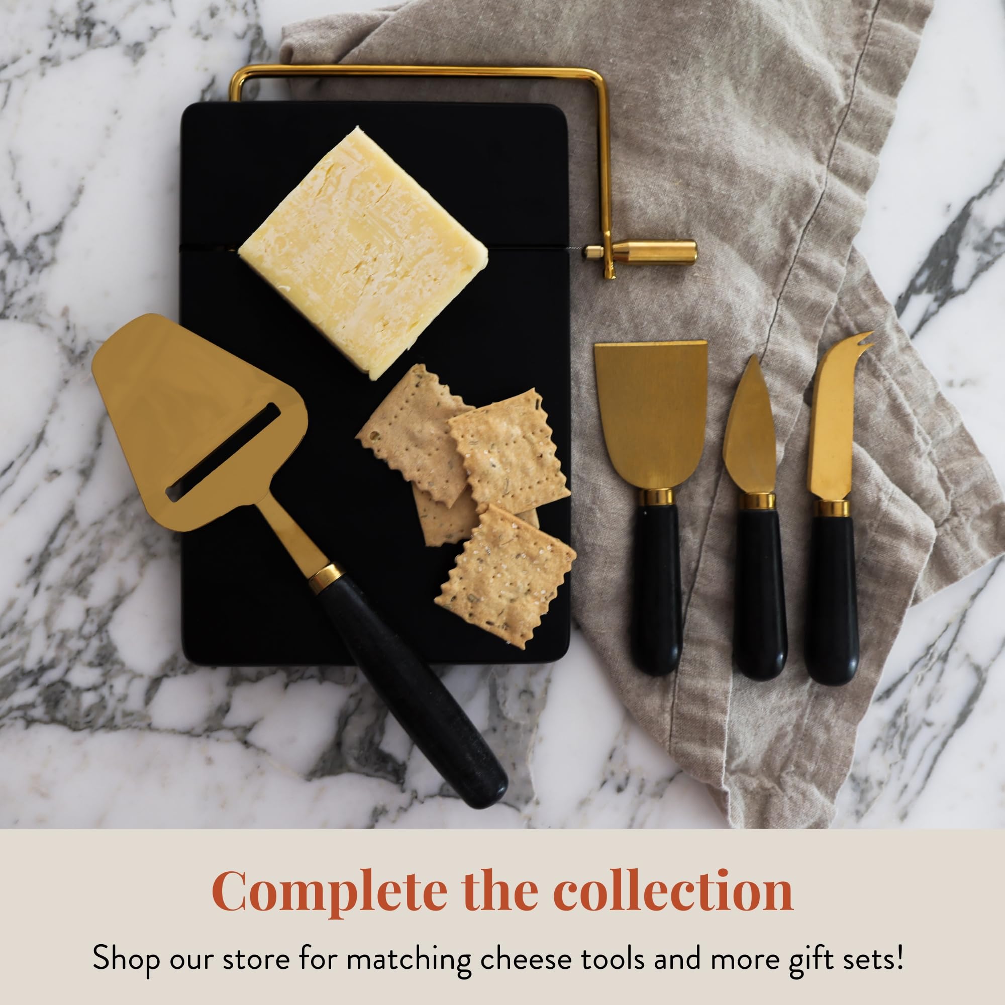 Premium Marble Cheese Knife Set - 4-Piece Stainless Steel Cheese Knives for Charcuterie Boards | Cheese Board Accessories & Charcuterie Tools | Perfect for Wine Parties, Housewarming Gifts & New Home Essentials