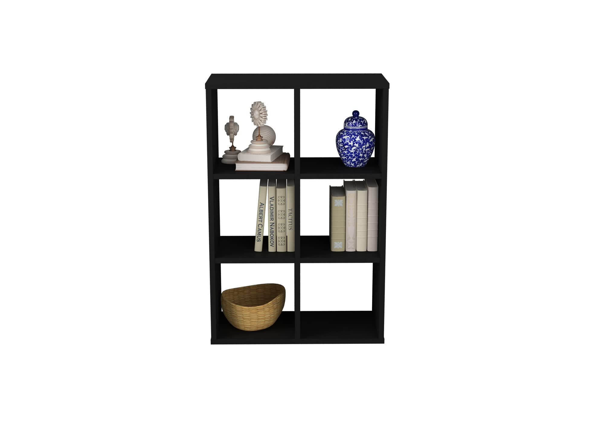 Modern Cube Bookcase - Stylish Wood Storage Organizer with Sturdy Shelving, 35