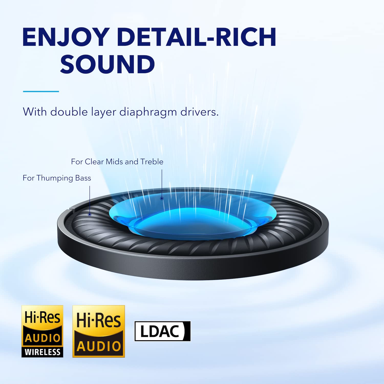 soundcore by Anker Space Q45 Wireless Bluetooth Headphones with Adaptive Active Noise Cancelling (Up to 98% Noise Reduction), 50H Playtime, Hi-Res LDAC Audio, App Control, Comfortable Over-Ear Design for Work, Travel & Home Use - Bluetooth 5.3 for Clear Calls