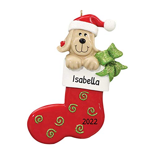 Cream Yellow Dog in Stocking