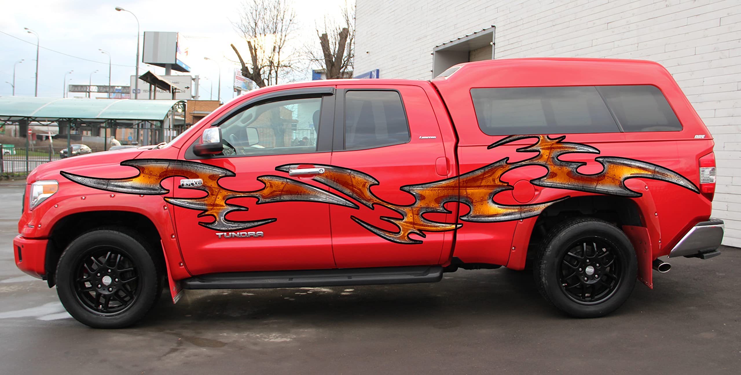 Premium Carbon Fiber Tribal Truck Vinyl Graphics Decal - 20x60 Inches - Waterproof & UV Resistant - Easy to Apply - Enhance Your Truck's Style for Off-Roading & Custom Car Shows