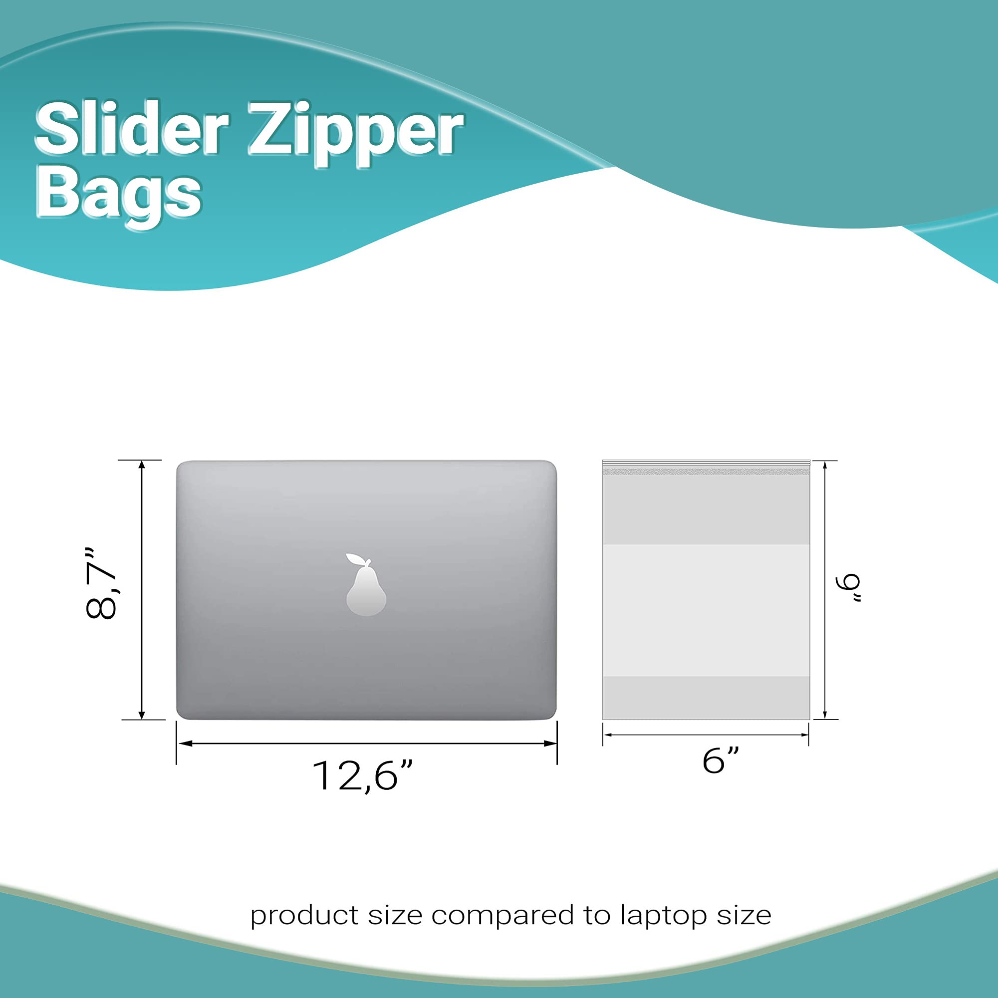 APQ 250 Pack of 6x9 Inch Slide Zipper Bags - 3 Mil Thick Polyethylene Resealable Plastic Bags for Pills, Food Storage & Organization | Perfect for Pharmacy, Jewelry, Crafts & Office Supplies
