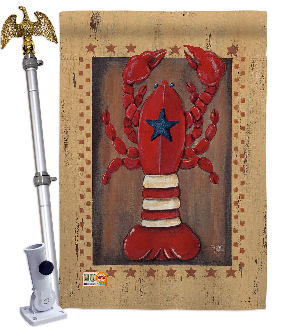 Patriotic Lobster Coastal Flag Set 28x40
