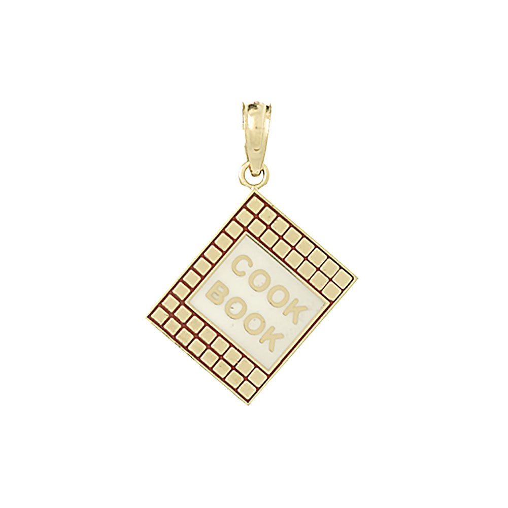 14K Yellow Gold 3D Cook Book Charm Pendant with Red Enamel - Perfect for Jewelry Making, Gift Giving & Book Lover Accessories