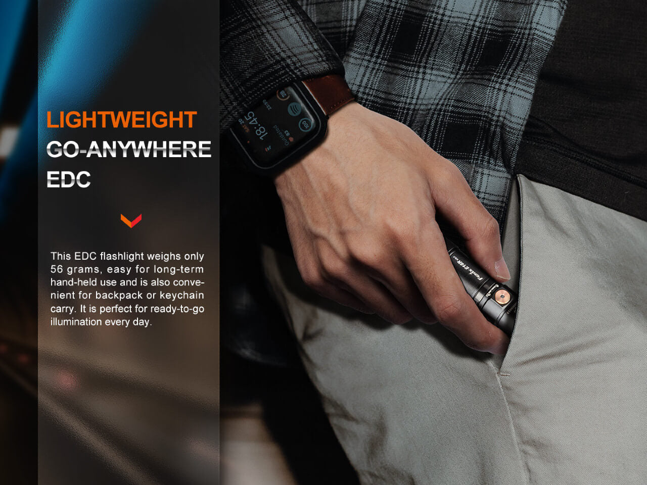 Fenix E18R V2 Rechargeable LED Flashlight - 1200 Lumens, USB-C, Compact EDC Light for Camping, Hiking & Emergency Use