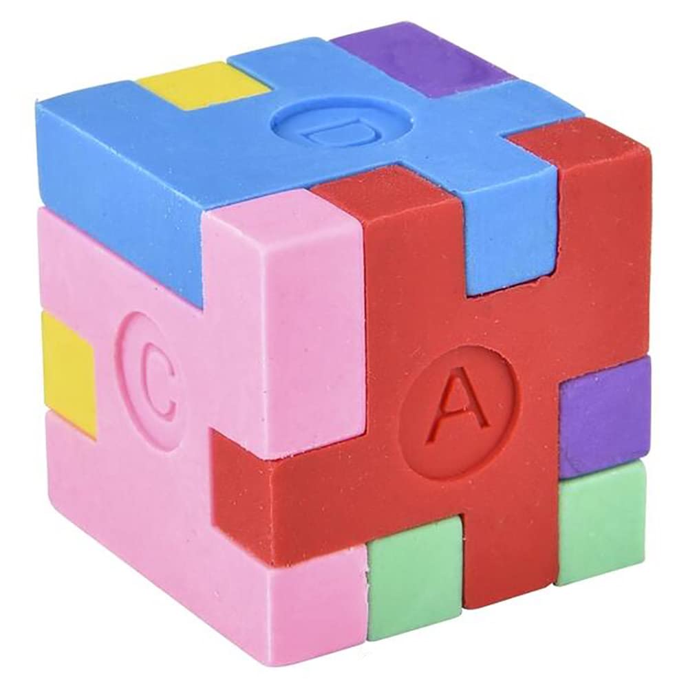 Puzzle Cube Eraser Set - 12 Pack Fun Brain Teaser Erasers for School, Office & Party Favors - Perfect for Classroom Rewards, Gift Bags & Stress Relief