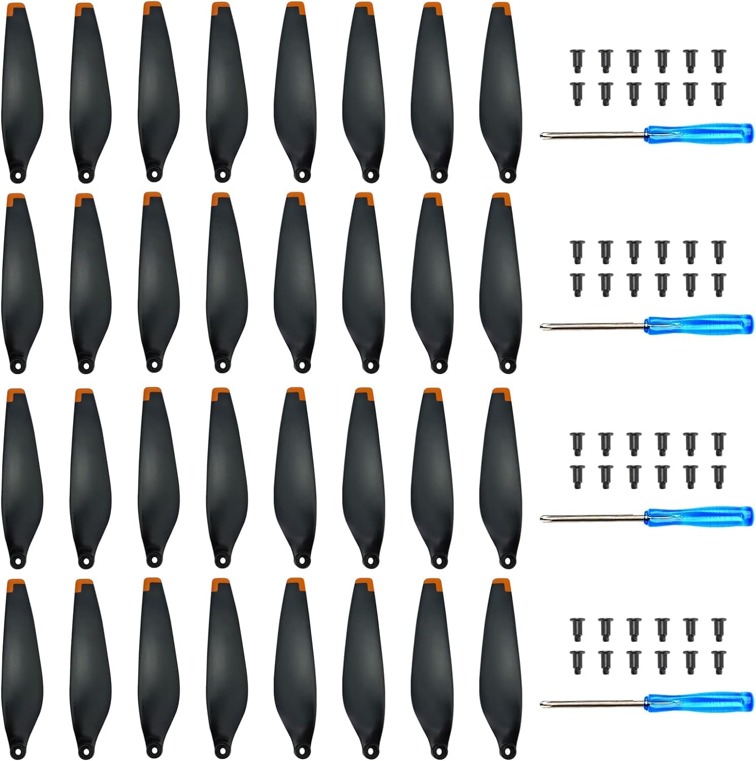 32Pcs DJI Mini 3 Replacement Propellers - Low Noise Drone Propeller Blades with Exclusive Screws & Orange Tip Screwdrivers | Perfect for Aerial Photography, Travel Vlogging & Outdoor Adventures