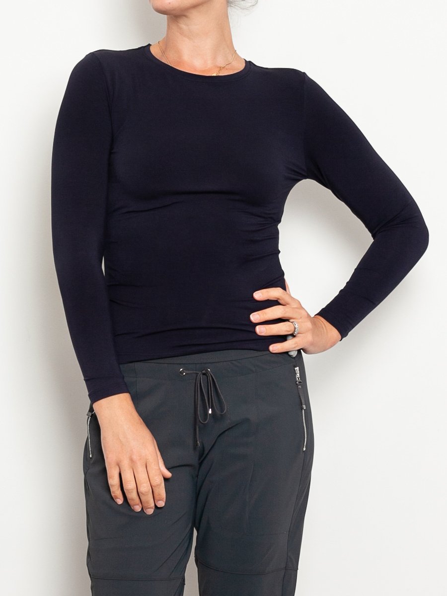 Tani Women's High Neck Long Sleeve Micromodal T-Shirt - Soft Stretchy Casual Top for Work, Yoga & Everyday Wear
