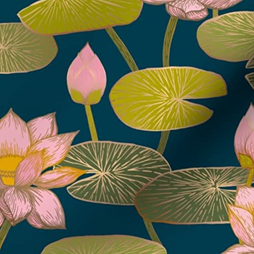 Lotus Blossoms Printed Minky Fabric by The Yard - Soft Plush Fabric for Sewing Baby Blankets, Quilt Backing & DIY Projects - Perfect for Nursery Decor, Mindful Gifts & Cozy Home Textiles