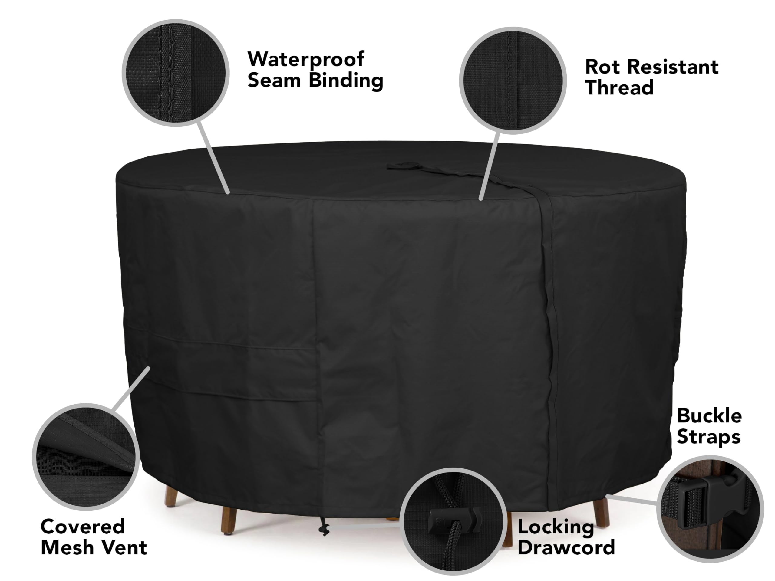 Heavy-Duty Round Patio Dining Table Cover with Chair Set - 108
