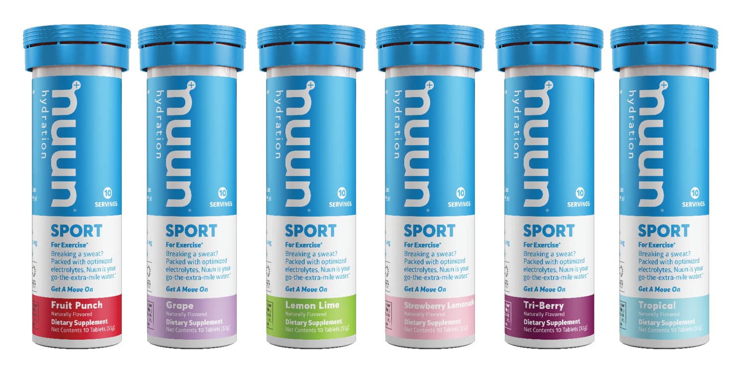 Nuun Sport Electrolyte Drink Tablets - Variety Pack with 60 Servings (10 Count, Pack of 6) | Hydration Boost for Running, Cycling & Workouts | Vegan, Gluten-Free & Non-GMO Energy Drink