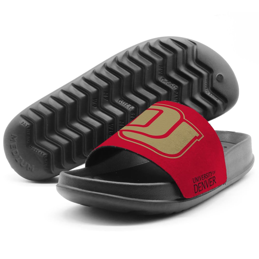 **Officially Licensed Hypd Slydr Switch™ University of Denver Split Primary Two-Tone Unisex Slides – Adjustable Comfort Sandals for Men & Women – Perfect for Beach, Pool, and Casual Wear**