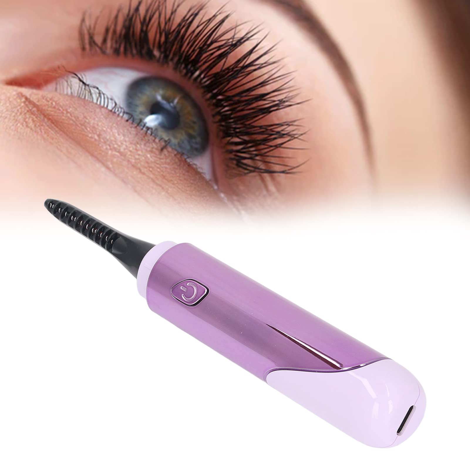 Rechargeable Heated Eyelash Curler - 4 Temperature Settings, USB-C Charging, Mini Portable Lash Curling Iron for Home & Travel (Purple) | Perfect for Daily Makeup & Salon-Like Curls at Home