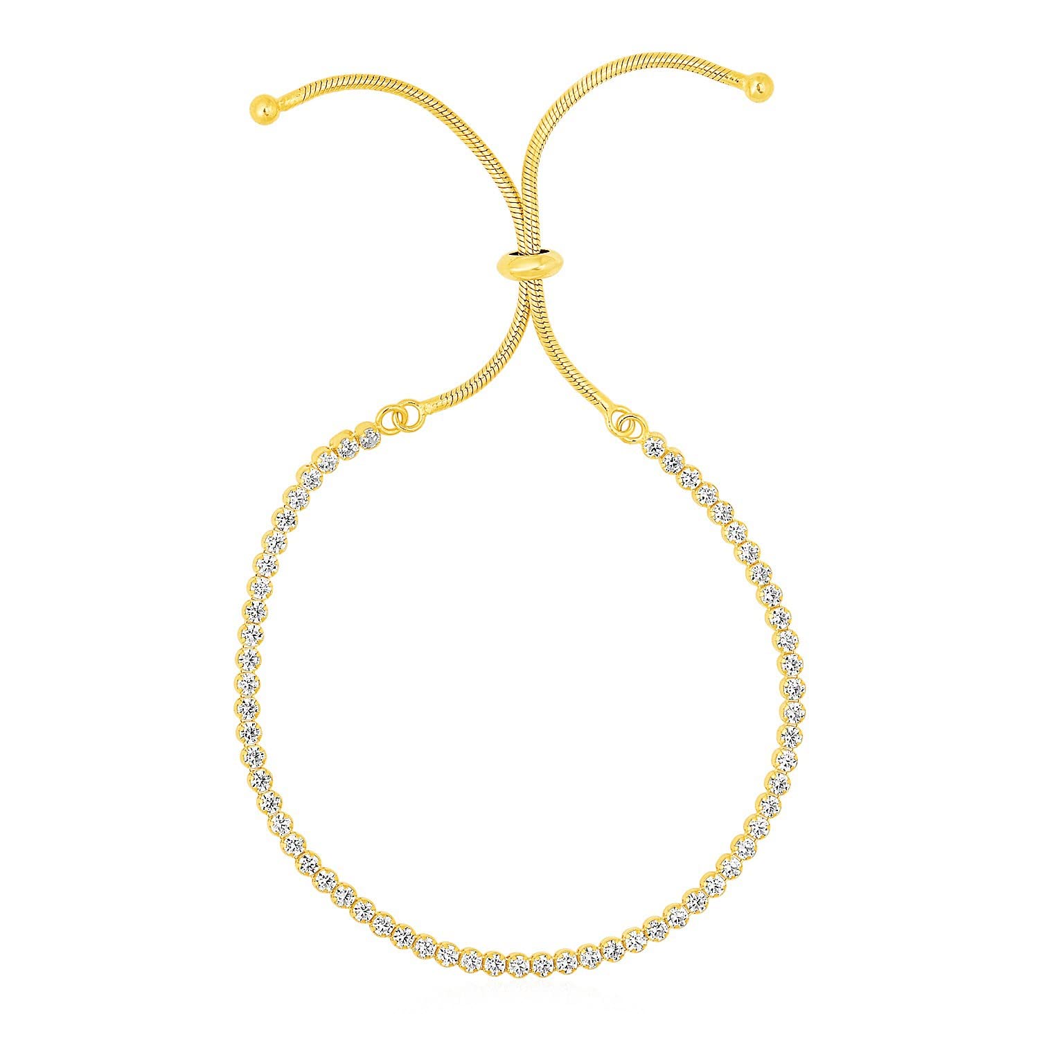 Elegant ADJ Tennis Bracelet with Cubic Zirconia Stones & Secure Yellow Drawstring Clasp (4.2g) - Perfect for Weddings, Anniversaries, and Special Occasions
