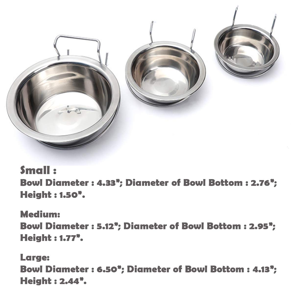 2Pcs Stainless Steel Pet Bowls - Dog & Cat Food & Water Feeder with Crate Suspension - Easy to Clean, Durable & Non-Slip (Small Size) - Perfect for Crate Training, Travel & Daily Feeding