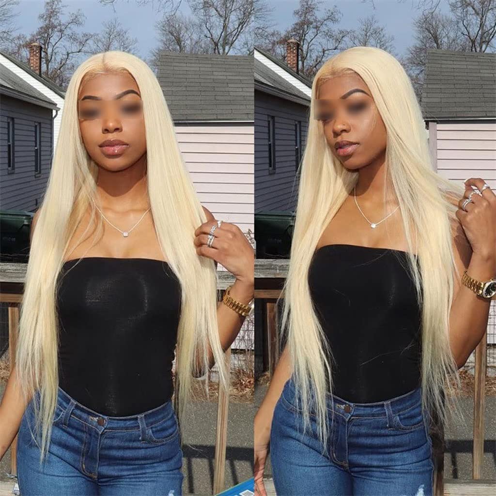 UNNS Women's Synthetic Wigs - Middle Part Golden Long Straight Hair Replacement Wig (25.9 Inch) for Everyday Wear & Parties | Heat Resistant Fiber Wig for Styling & Cosplay