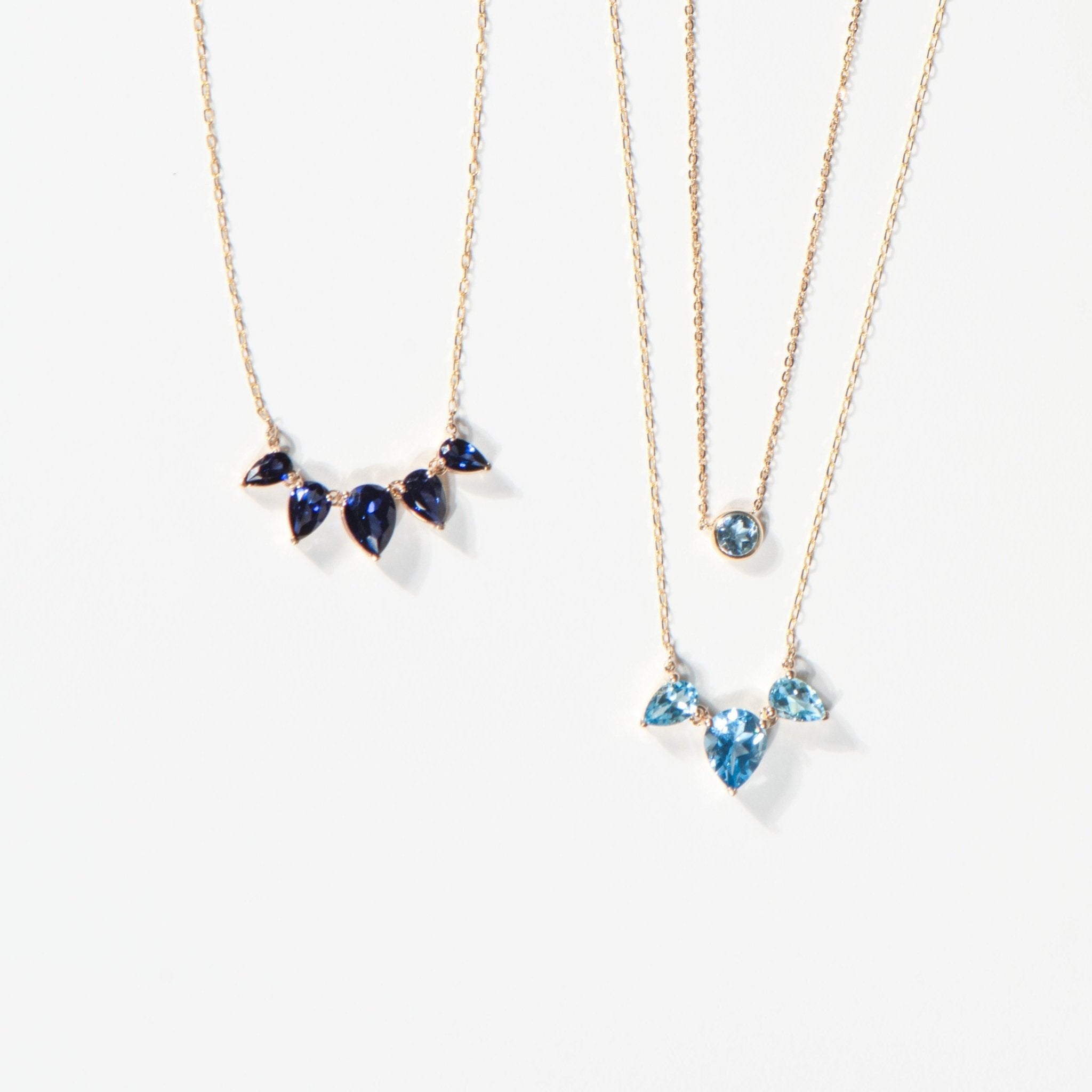 10K Yellow Gold Teardrop Blue Sapphire Necklace for Women - Elegant Jewelry Gift for Birthday, Anniversary & Special Occasions