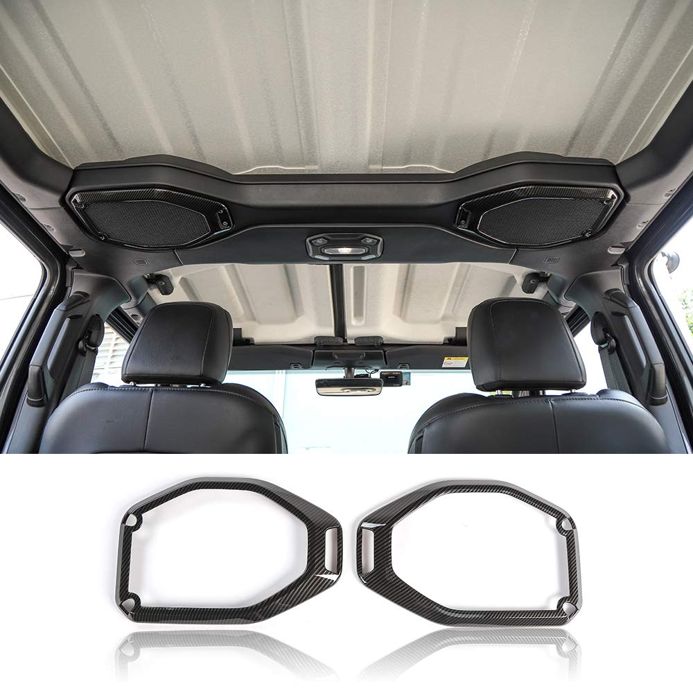 JeCar Carbon Fiber Interior Trim & Roof Speaker Horn Rings - Compatible with Jeep Wrangler JL/JLU 2018-2023 | Stylish Interior Accessories for Off-Road & Daily Driving