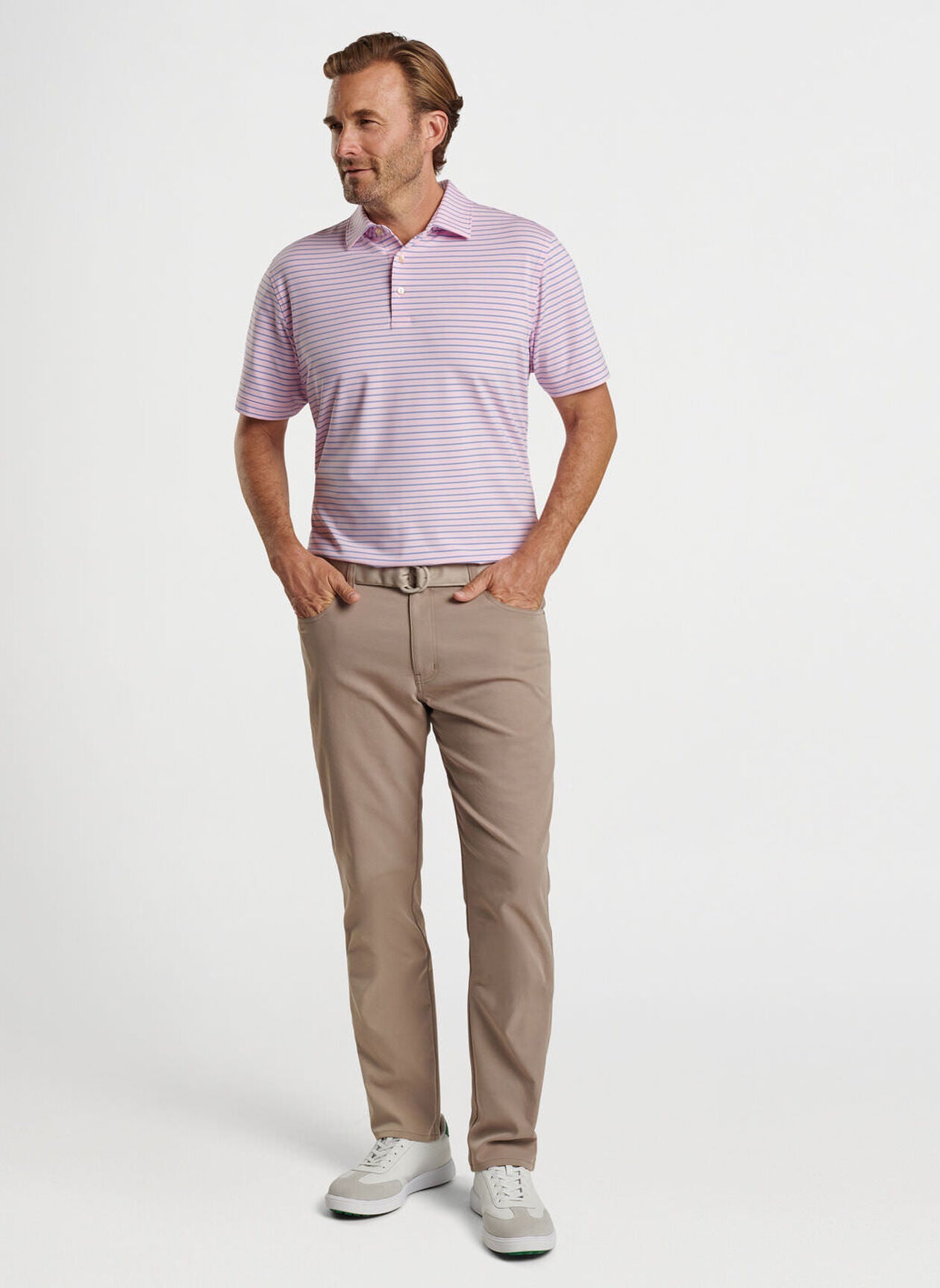 PETER MILLAR Men's Drum Performance Short Sleeve Polo Shirt - Moisture Wicking, Breathable Fabric for Golf, Tennis & Casual Wear
