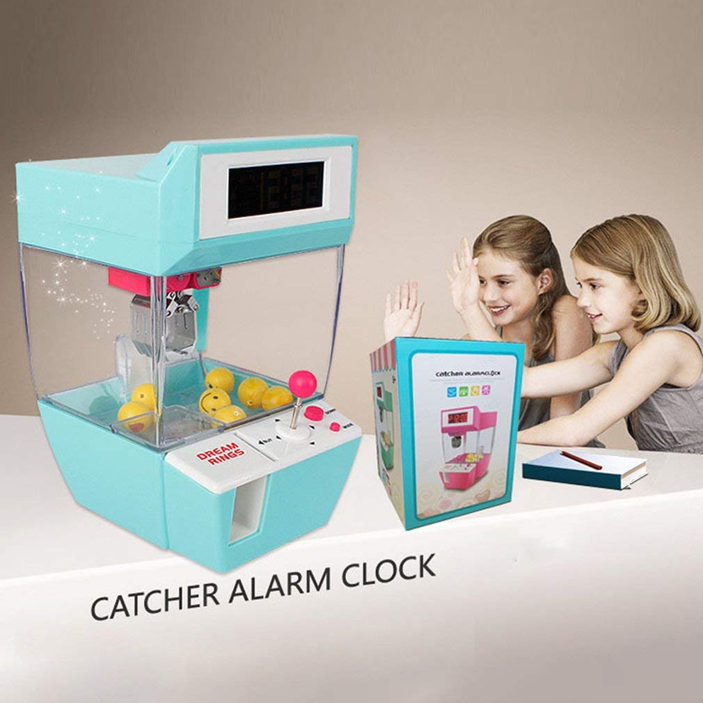 Blue Coin Operated Claw Crane Arcade Machine - Alarm Clock Game for Kids with Candy & Doll Prizes | Fun Birthday Party & Carnival Entertainment for Children